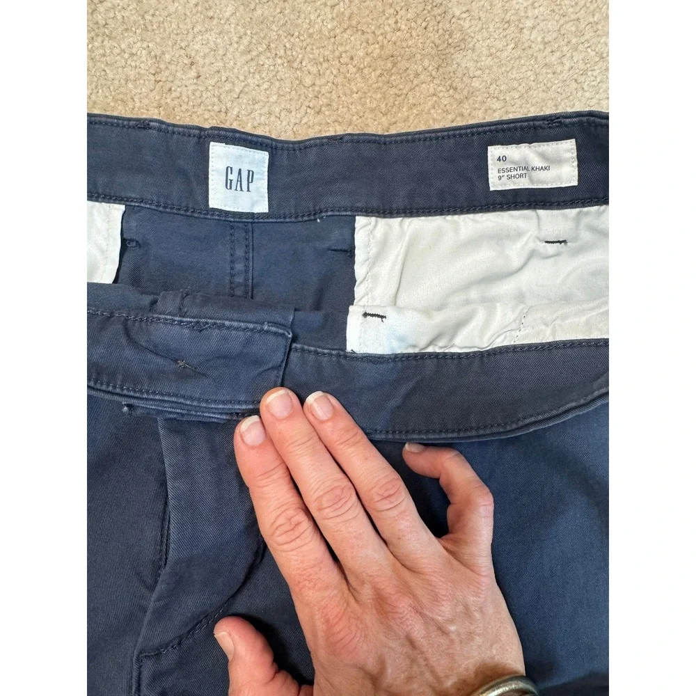 Gap Mens Essential Khaki Shorts Navy Blue Stretch Cotton Chino Size 40 8 Inseam